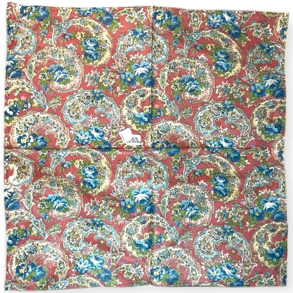 Vtg Cloth Napkins Floral Paisley Retro Cotton Perm Press Print 17
